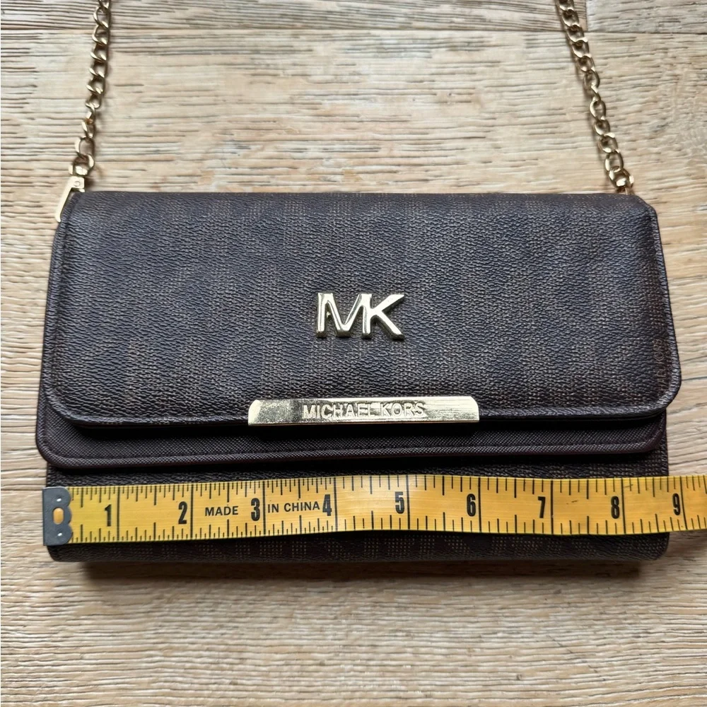 MK Michael Kors log signature Brown Crossbody Bag wallet on chain price firm!